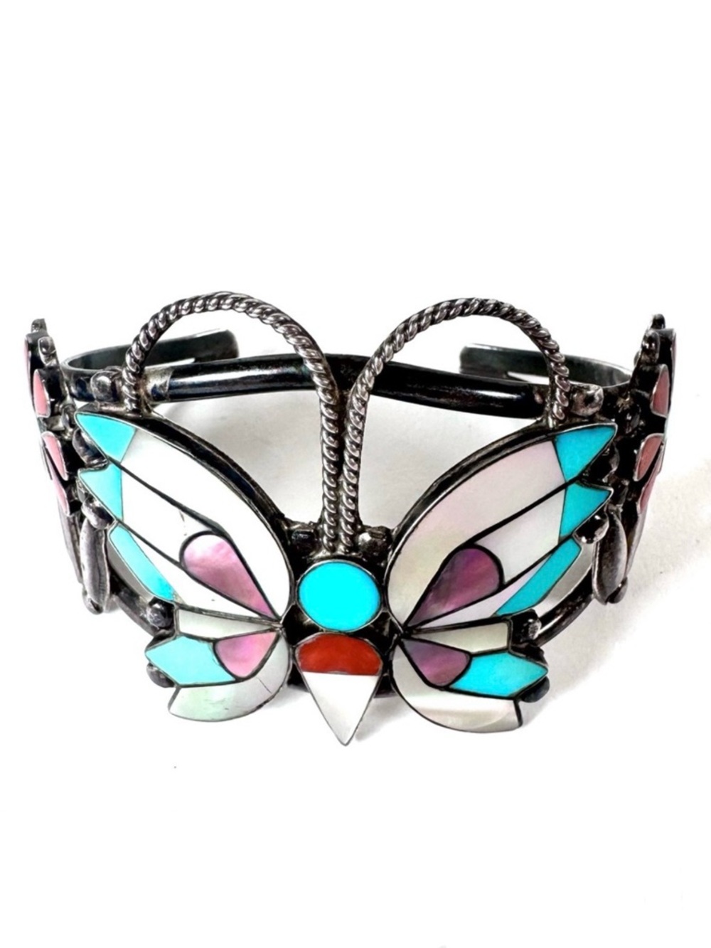 Zuni Sterling Silver Butterfly Cuff Bracelet | R A Wallace Inlay Jewelry